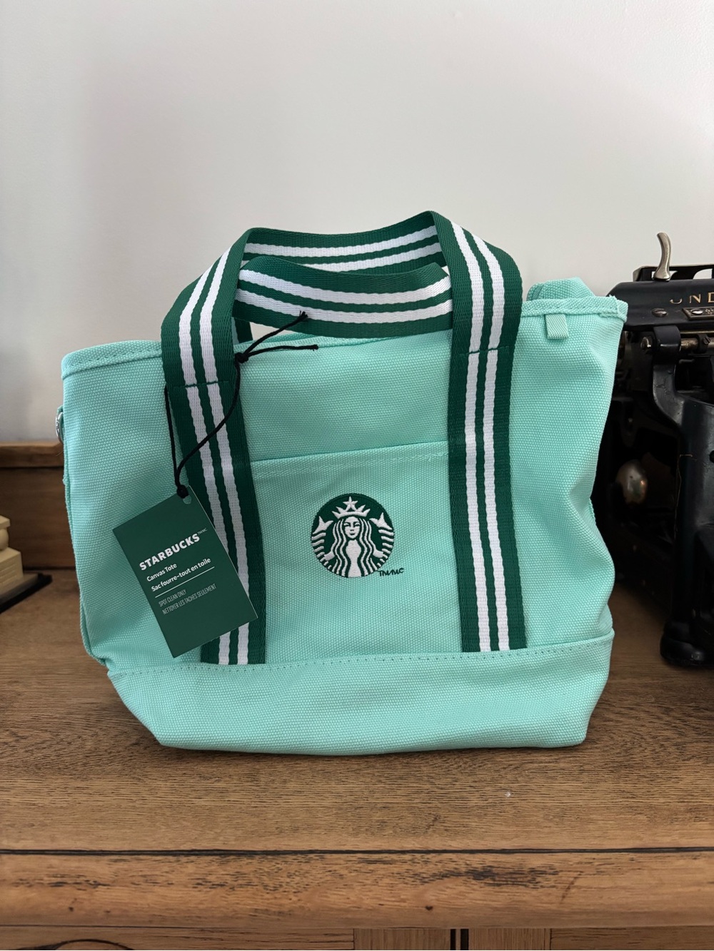 NWT Starbucks Road Trip Collection Canvas Tote Bag Mint Green With Strap 2026